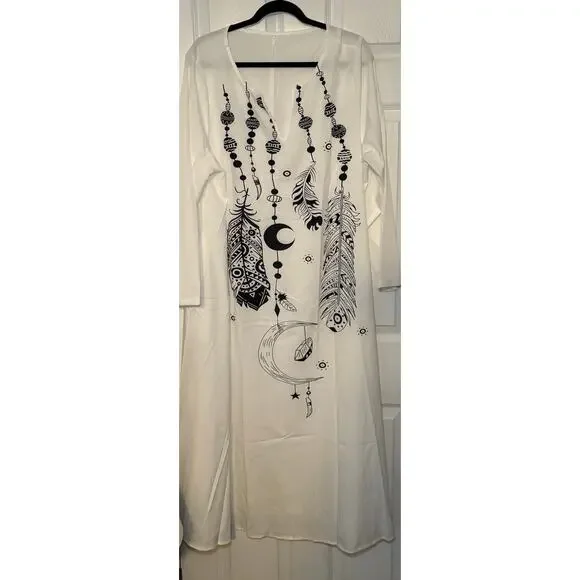 Dreamcatcher long dress white beach cover up size 4 XL - Picture 1 of 3